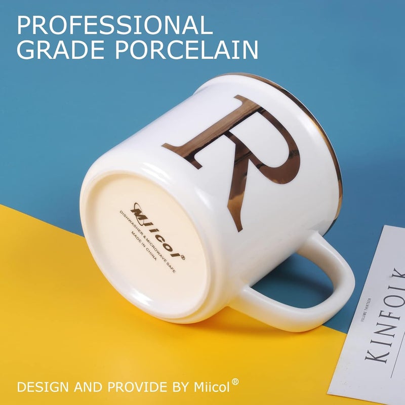 Miicol Ceramic Coffee Mug 16 oz, Monogram Coffee Cup, Golden Initial Tea Mug, Personalized Tea Cup, Unique Gift, Large Mug for Home, Office, Letter R - Image 5